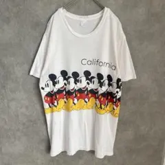 Disney ミッキー　リピートパターン柄Tシャツ 半袖　Mサイズ相当　ホワイト