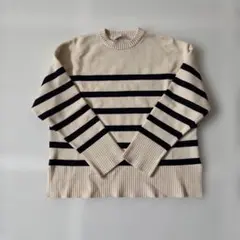 ZARA アイボリー ブラック ストライプ セーター