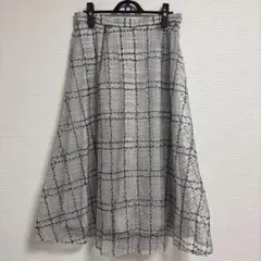 クレット　チェック刺繍シアーフレアスカート　グレーのサムネイル