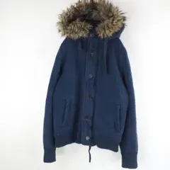 G9731*アバクロンビー&フィッチ☆ファー☆ボア☆ジャケット☆ブルゾン☆紺☆L