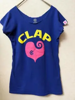 #4848 CLAP レディースM 半袖Tシャツ ブルー ハートロゴのサムネイル