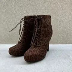 ヒョウ柄 スエード風 ブーツ 10cmヒール