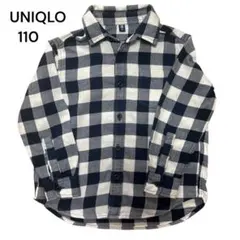 UNIQLO チェック柄 長袖シャツ 110サイズネイビー男の子