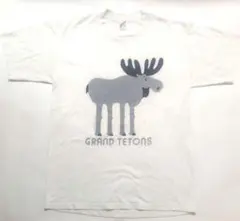 鷹*様 80s USA製 北欧風 ムース 癒やし系 Tシャツ ホワイト 自然 ほのサムネイル