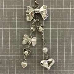 ビーズキーホルダー　シルバー
