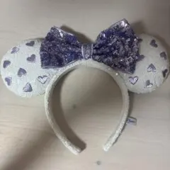 ディズニー ミニー カチューシャ 白 紫 スパンコールのサムネイル