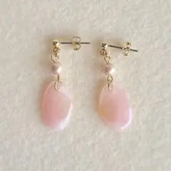 ♥️天然さくら貝のゆらゆらピアス♪　ハンドメイド