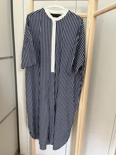 mizuiro ind ストライプ 七分袖 シャツワンピース