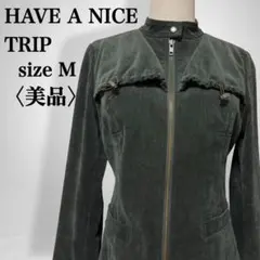 【美品】ハヴァナイストリップ スタンドカラージップアップ コーデュロイジャケット