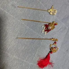 金色の髪飾り 3点セット