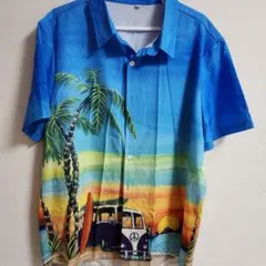 ビーチデザイン アロハシャツ Mサイズ