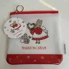 マロンクリーム　フラットスクエアポーチ　レトロ