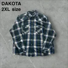 〈ブルー/グリーン/ホワイト〉DAKOTA チェック柄ネルシャツ 2XL