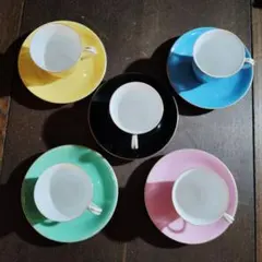 オールドノリタケ。カラフルデミタスカップ５客セット