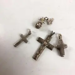 シルバー925 十字架 & パイナップル ペンダントトップ 4点セット ヴィンテ