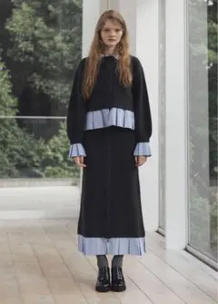 pleats docking button slit pencil knitSKのサムネイル