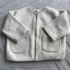 韓国子供服クリーム色 フリース ジャケット