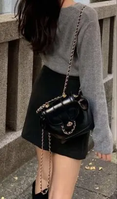 レザーバケットバッグ ショルダーバッグ リュック