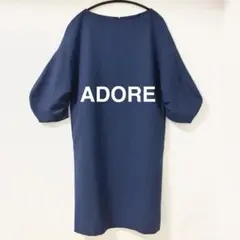 ADORE アドーア マットジョーゼットワンピース パフスリーブ ネイビー 36