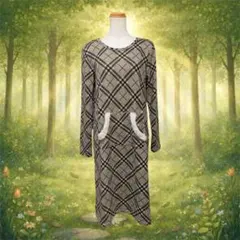 森ガール フェアリーグランジ ボアポケット付チェック柄ロングワンピース