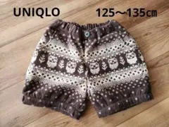 UNIQLO フリース フクロウ柄 ハーフパンツ 125-135cm