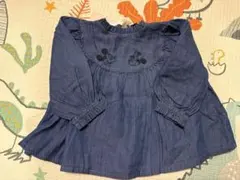 petit main ミッキー刺繍デニムシャツ 90 ロンt