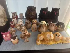 フクロウ 置物 ミニチュア 24体セット 木製棚付き - メルカリ