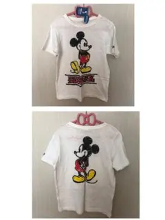 新品breezeブリーズ×ディズニー落書きミッキーマウス両プリ半袖Tシャツ140