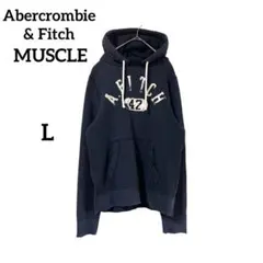 【アバクロンビーアンドフィッチ】パーカー L ネイビー マッスル ダメージ加工