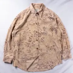 ビンテージ古着 エディーバウアー ボタニカル アート 総柄 コーデュロイシャツ