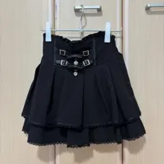 LIZLISA リズリサ 2連ベルトスカパン ブラック ミニスカート リボン付き