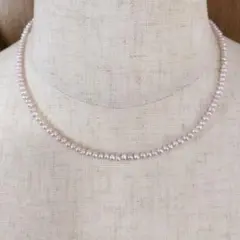 淡水パールネックレス、ベビー淡水約2〜2.5mm薄ピンク、38cm、全長43cm