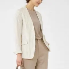 【未使用】LIBECO リネン ノーカラージャケットsize:44 未使用】LIBECO リネン ノーカラージャケットsize:44 - メルカリ