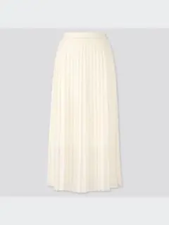 【UNIQLO】シフォンプリーツロングスカート オフホワイトM / 0191
