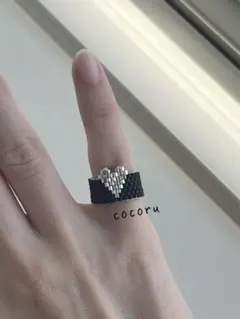 シルバー×ブラック　ハートリング