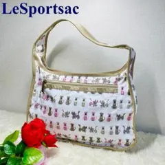 レスポートサック　トートバック　肩掛けバック　動物柄　総柄　　白