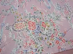 27680小紋袷♪未着用！L寸！上品！可愛い！淡いピンク！裄66！美品♪