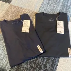 無印良品　紳士　天竺編み　クルーネック半袖Tシャツ　S 黒とダークネイビー2枚