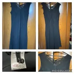 お値下げしました❣️コムサイズム　ブラック Vネック ドレス L