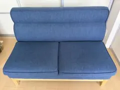 たのメル便送料込み】ニトリ ダイニングソファ 2人掛け ブルー 木脚