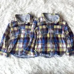ミキハウス　ダブルビー　長袖　シャツ　男の子　90㎝ リバーシブル 双子 セット
