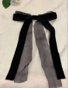 ベロア リボンバレッタ 大きめ エレガント ヘアアクセ　　154