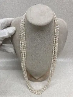 美品 5連 本真珠 パール ベビーパール ケシパール ネックレス シルバー留め具