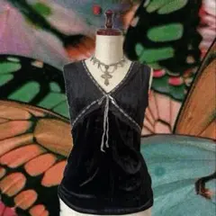 ノースリーブ✧‧˚フェアリーグランジ y2k 平成 ギャル ベロア素材 00s