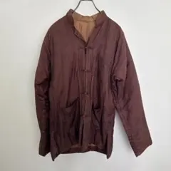 R00564 ヴィンテージ チャイナジャケット ブラウン 古着 アメカジ y2k