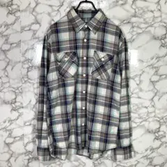 Dickies　ディッキーズ　（XL）　チェック長袖シャツ　紺茶グリーン