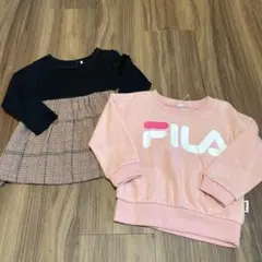 新品未使用 タグ付 FILA ピンク スウェット ワンピース チェック80cm