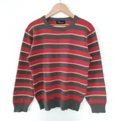 美品　レナウン　ニット　セーター　ボーダー　レトロ　M-L　レッド