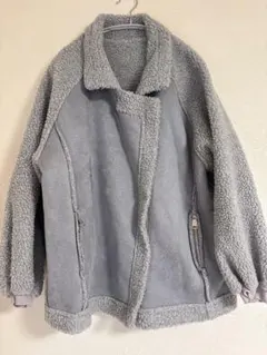 【美品】グレー ボアジャケット カジュアル