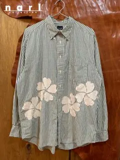 OLD GAP ストライプシャツ リメイク 花柄 パッチワーク
